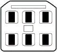 semi-rettangolare, 6 pin, foro centrale